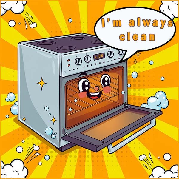 Image shows that modern oven use nanoparticle to self clean them.